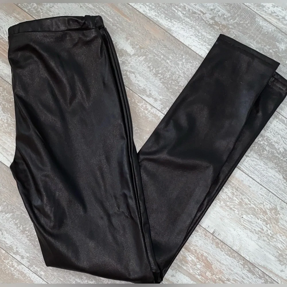 Michael Kors Faux Leather Chocolate Brown Leggings Size 4 Very GUC